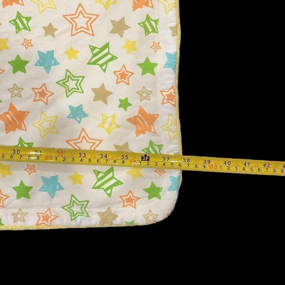 Falls Creek‎ Fleece Baby Blanket Striped Stars Yellow Green Plush 2011 30”x38”